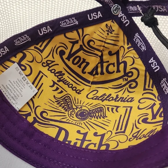 Von Dutch Yellow & Purple Mesh Logo Patch Hat